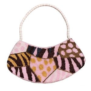 Beaded purse with animal print